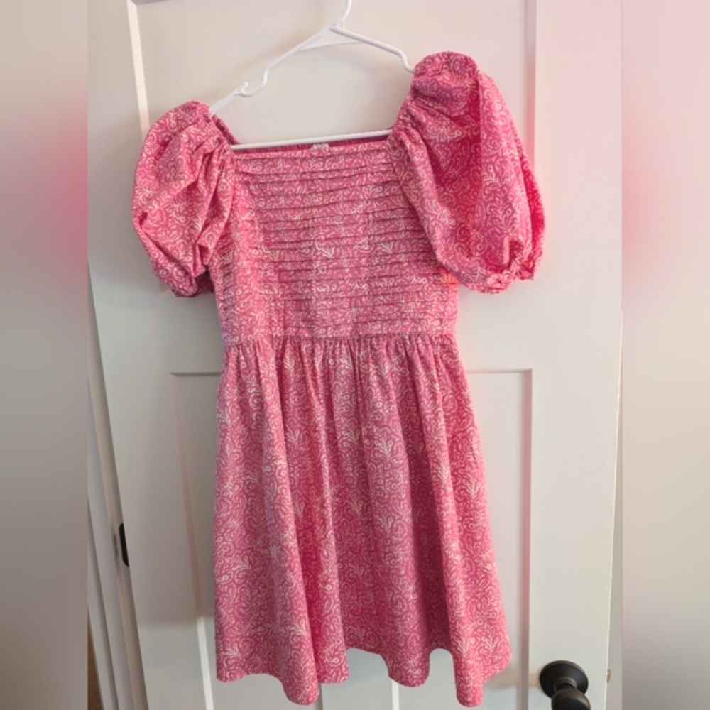 Pink Kids Dress with Puff Sleeves